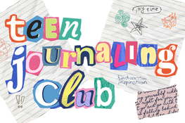 Decorative image with Teen Journaling Club written in text.