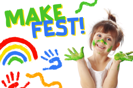 Decorative image with text that says "Make Fest!" at the top. 